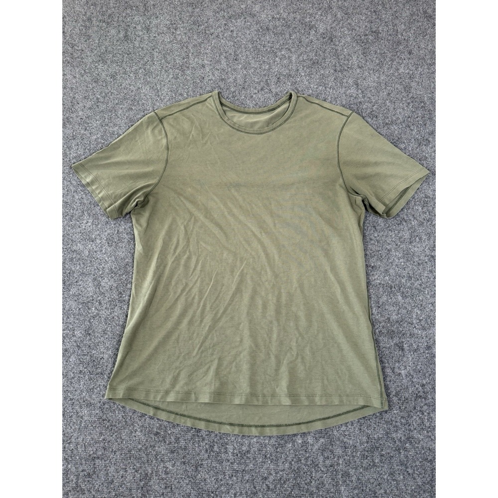 Lululemon Shirt Mens Large Green Short Sleeve Organic Cotton Classic Fit Tee